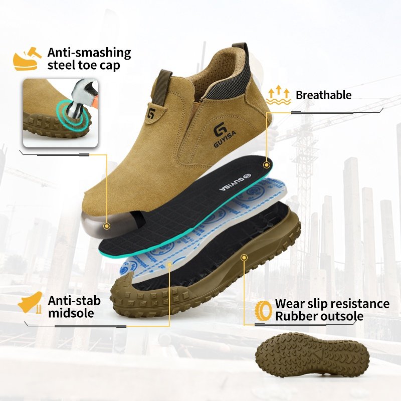 GUYISA Factory direct selling safety boots anti -hot steel toe safety working boots