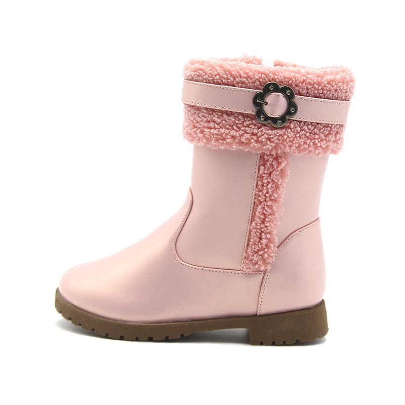 Hot sale cheap children pink fancy winter warm boots for kids girls
