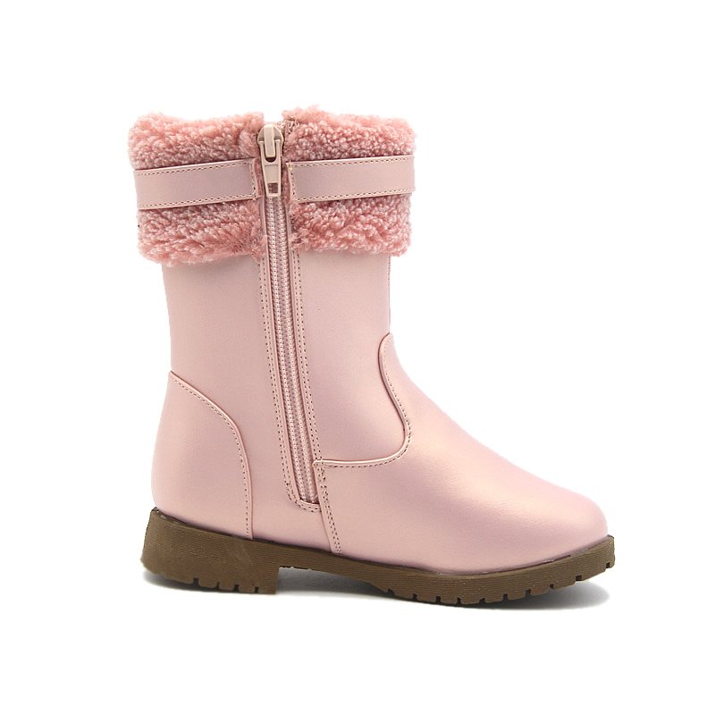 Hot sale cheap children pink fancy winter warm boots for kids girls