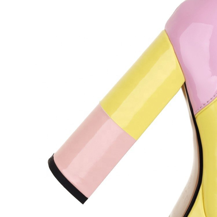 2022 New Arrivals Fashion Super Chunky High Heel Dress Pumps Colorful Thick Bottom Platform Lace Up Women Shoes Sexy Ankle Boots