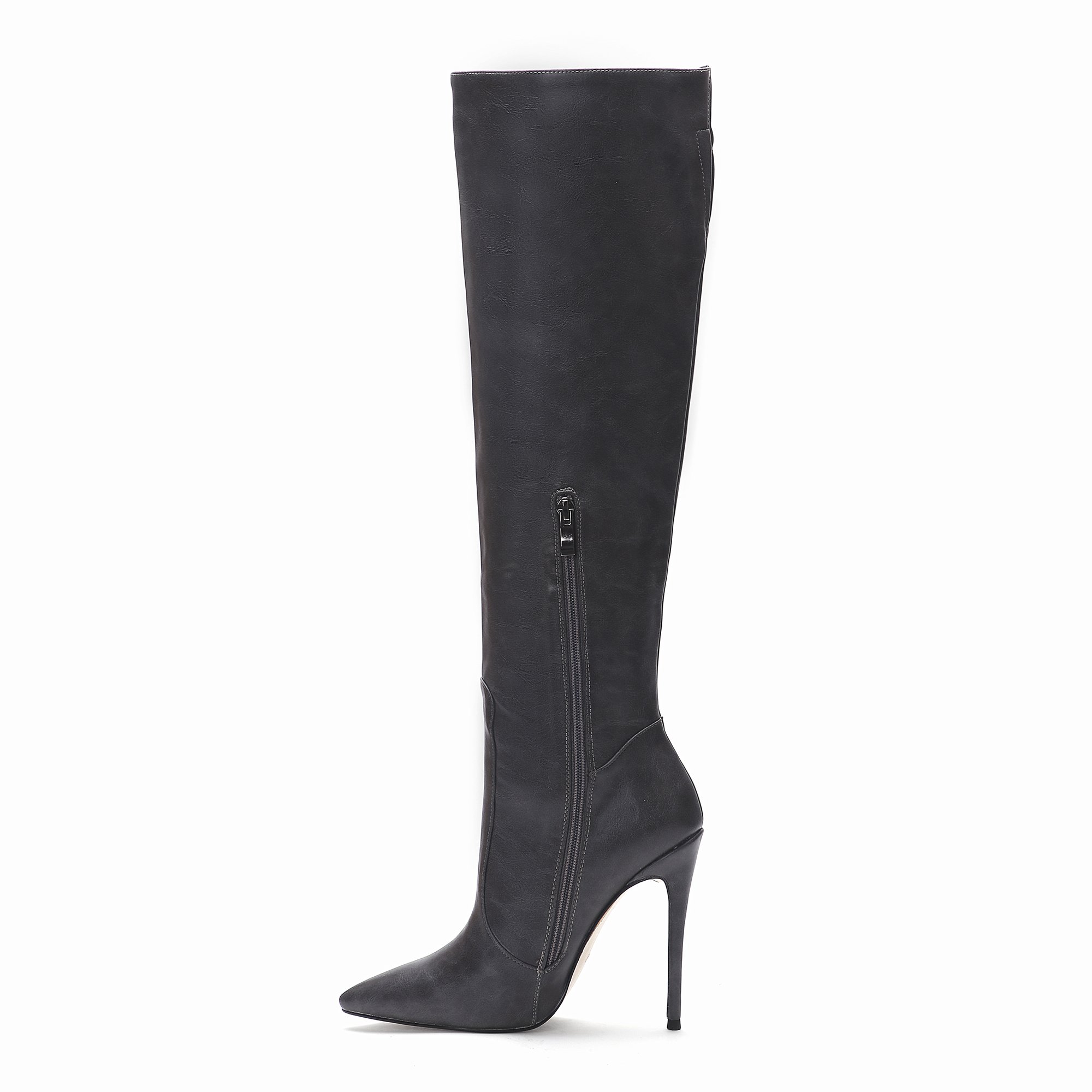 2024 New Fashion Boots Women Shoes High Heel Long Boots Ladies Shoes PU Winter Shoes Faux Leather ZIP Rubber Zipper up for Women