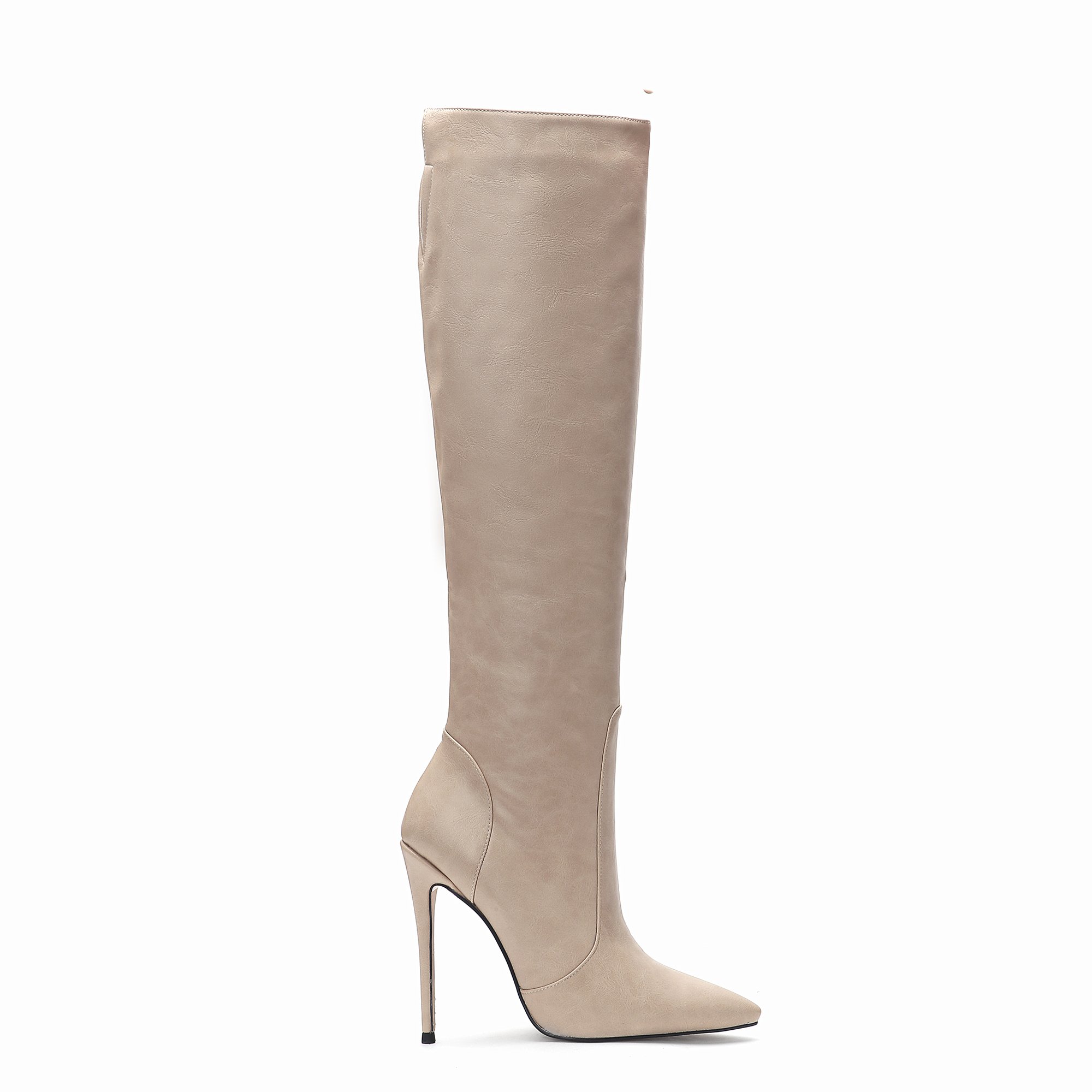 2024 New Fashion Boots Women Shoes High Heel Long Boots Ladies Shoes PU Winter Shoes Faux Leather ZIP Rubber Zipper up for Women