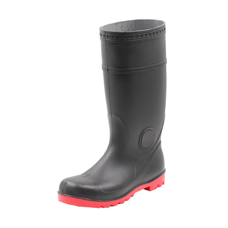 Anti-slip PVC Safety Boots Rain Boots Gumboots Black Adult Unisex Winter Boots With Steel Toe High Quality Plastic Pvc For Men