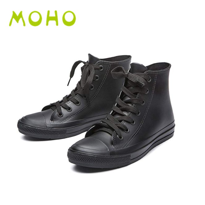 100% waterproof black lace up ankle boots pvc transparent ankle rain boots for kids