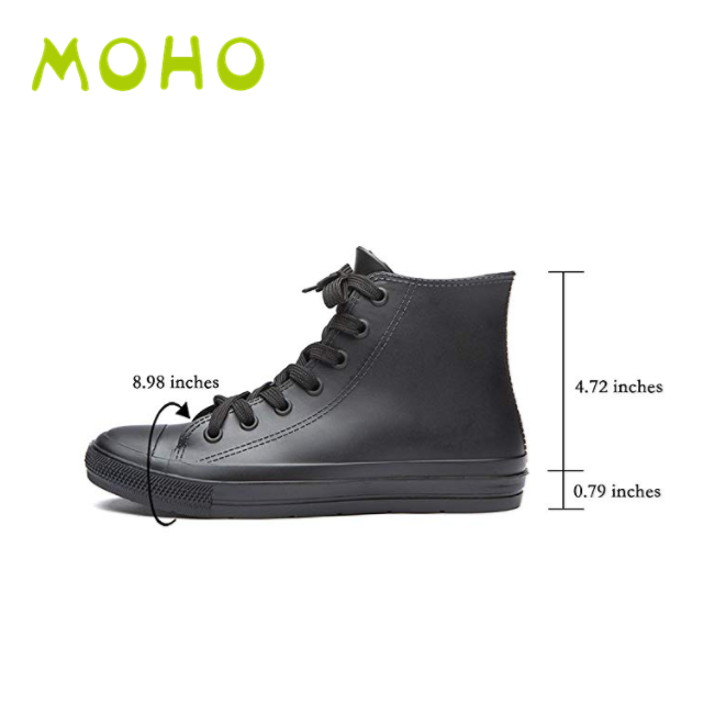 100% waterproof black lace up ankle boots pvc transparent ankle rain boots for kids