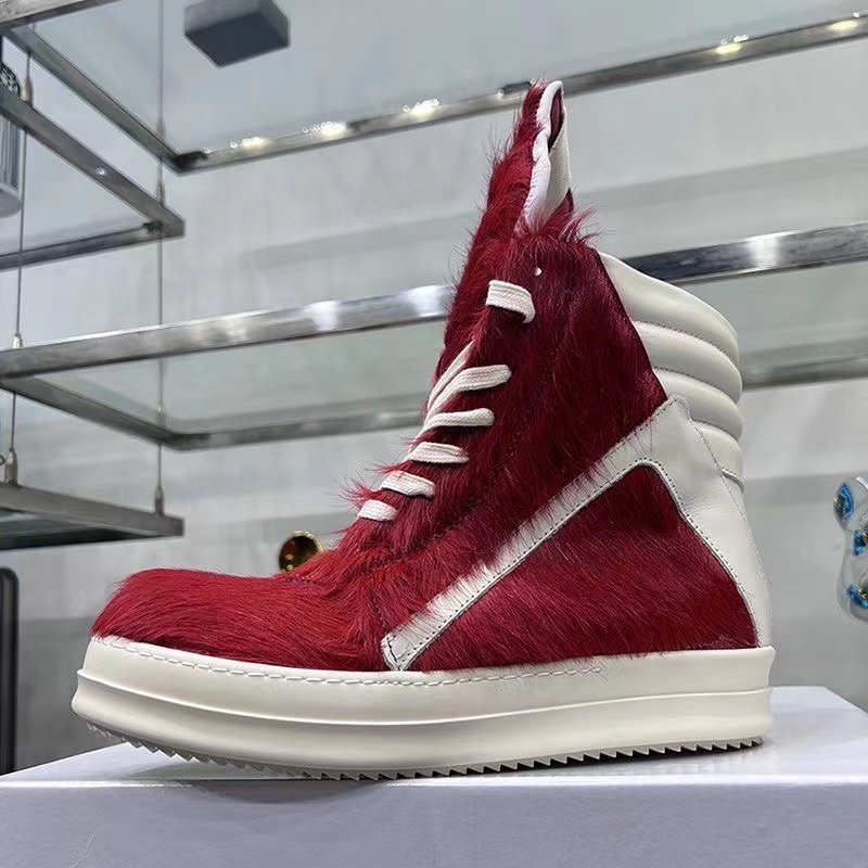 High Quality Canvas Boots lace up sneakers high top street style designer fur sneakers for men sports shoes with fur