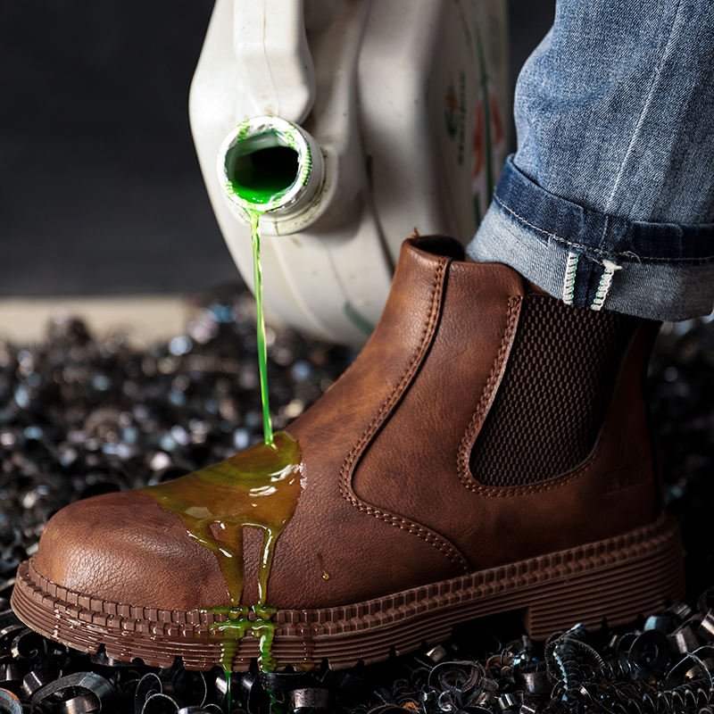 Waterproof Woodland Fashion Leather Safety Men's no laces Steel Toe Safety Boots
