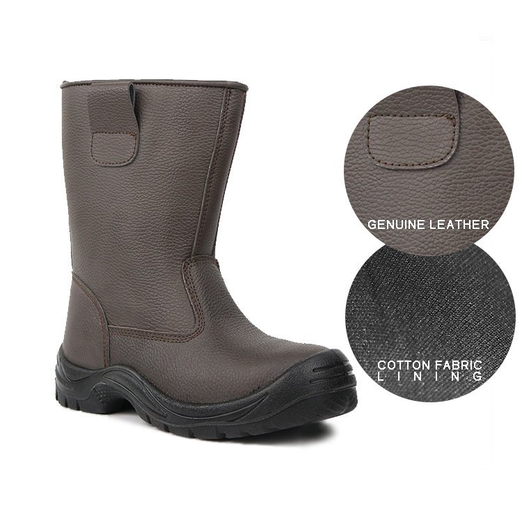 High Safety Boots Cow Leather Safety Toe Anti Smash Styles Seam-sealed Waterproof Construction PU Injection Safety Shoes