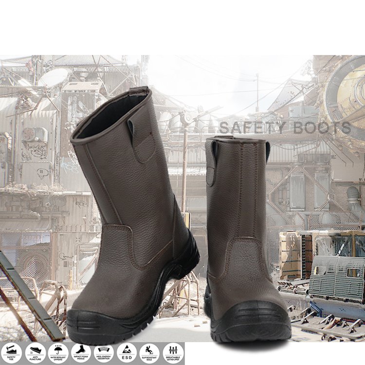 High Safety Boots Cow Leather Safety Toe Anti Smash Styles Seam-sealed Waterproof Construction PU Injection Safety Shoes