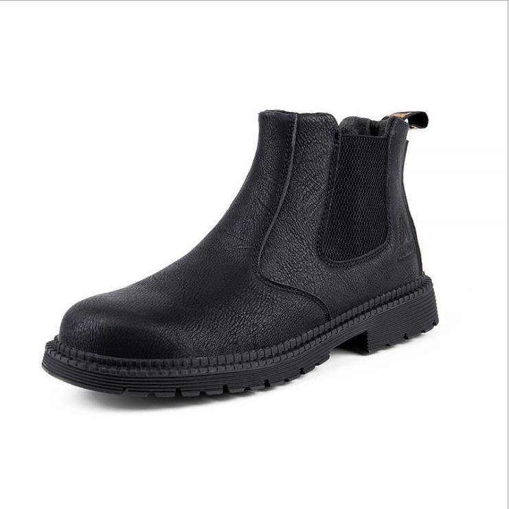 Wholesale High Quality Steel Toe Anti-smashing Indestructible Cowhide Safety Shoes Water-proof Work Boots For Men