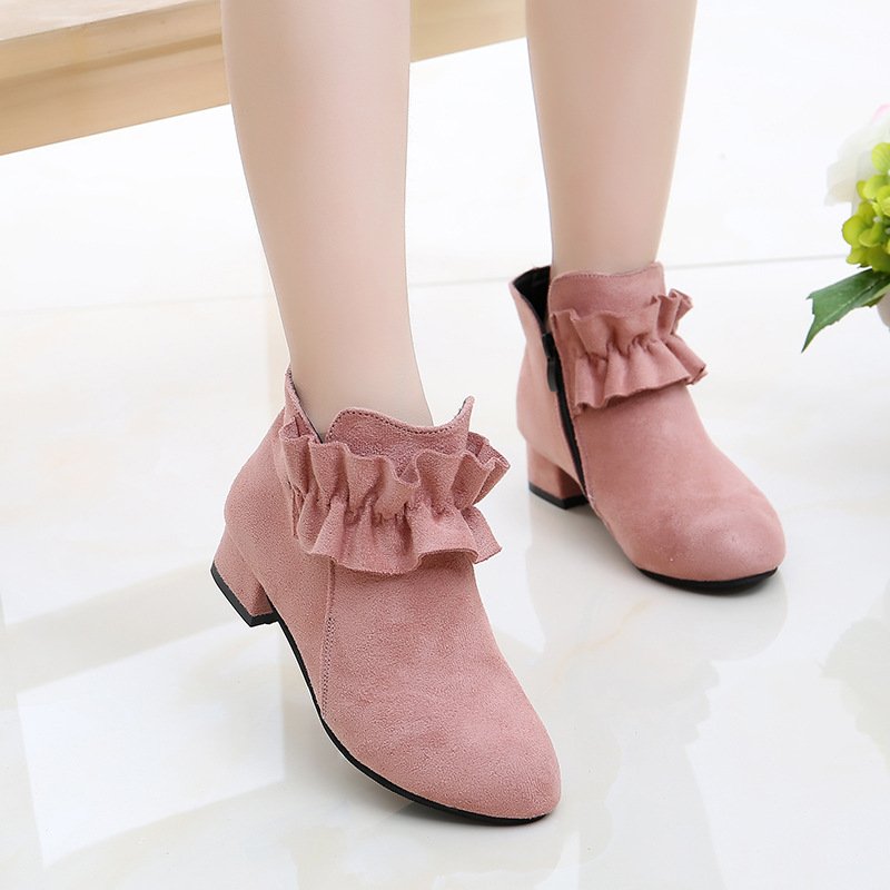 2023 new children's shoes girls boots children high heels Korean version of princess single baby plus velvet ankle boots