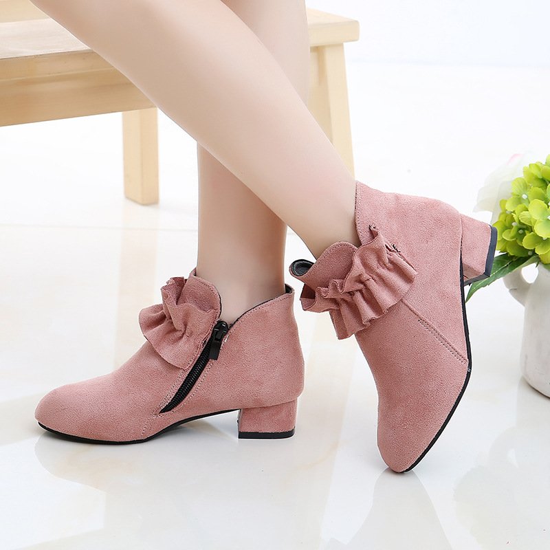 2023 new children's shoes girls boots children high heels Korean version of princess single baby plus velvet ankle boots