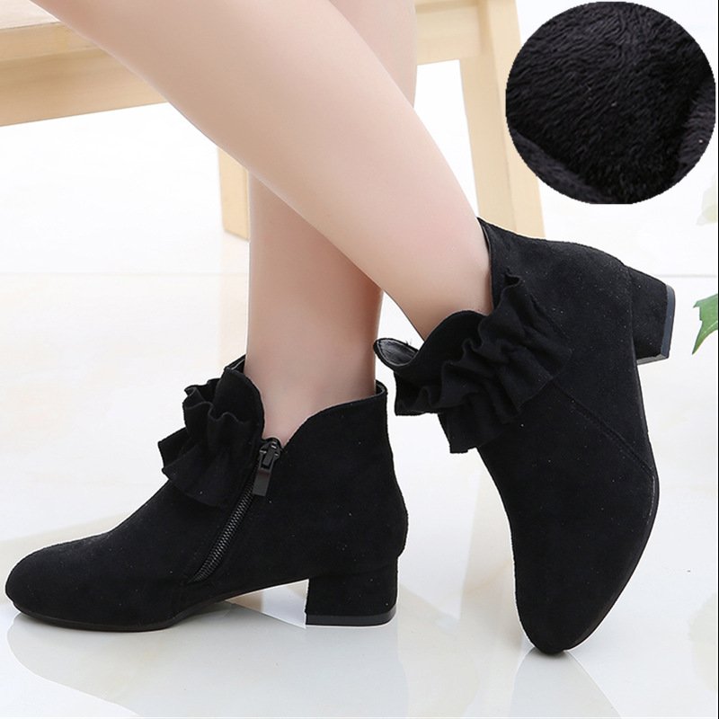 2023 new children's shoes girls boots children high heels Korean version of princess single baby plus velvet ankle boots