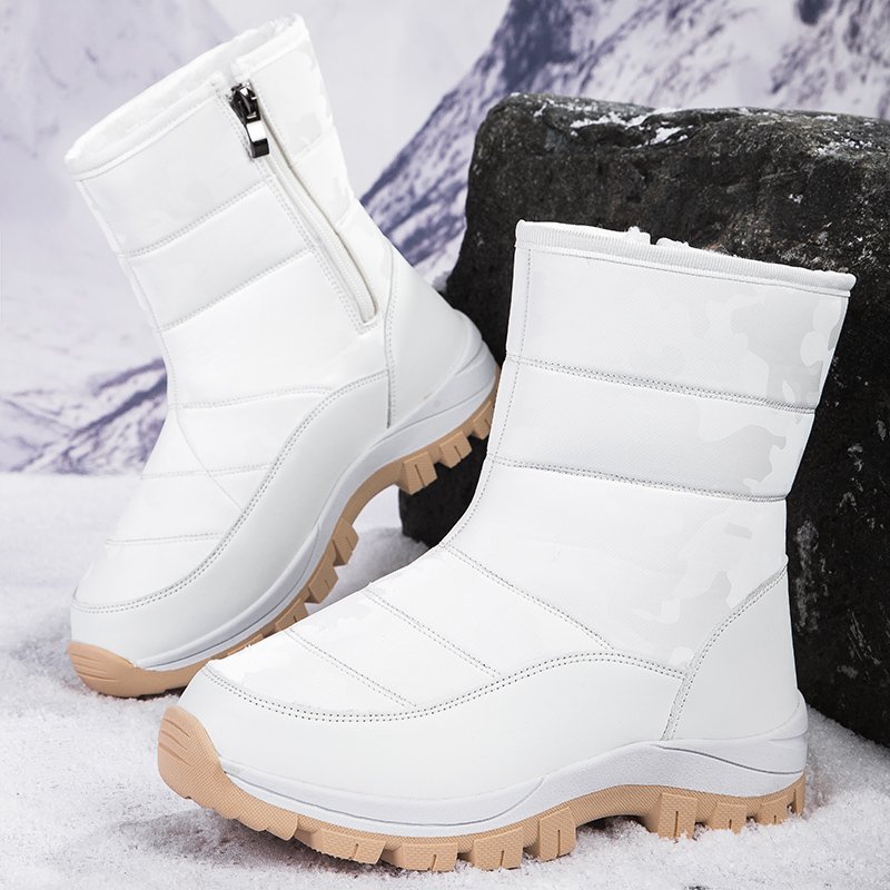Custom New Round Toe Chunky Heel Winter Long Boots Shoes Classy Platform Lady Girls Winter Snow Botas Leather.
