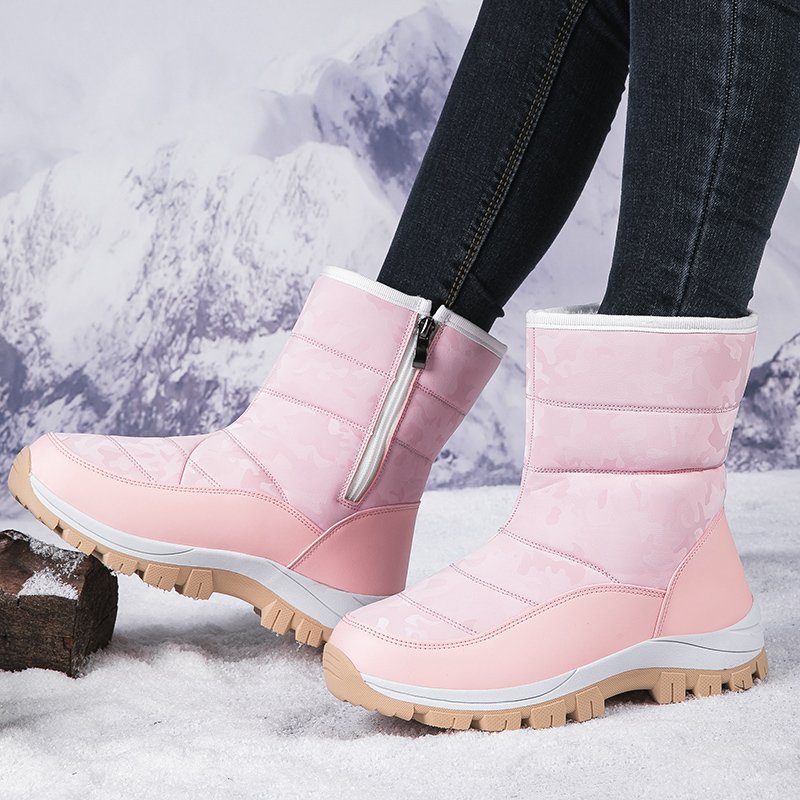 Custom New Round Toe Chunky Heel Winter Long Boots Shoes Classy Platform Lady Girls Winter Snow Botas Leather.
