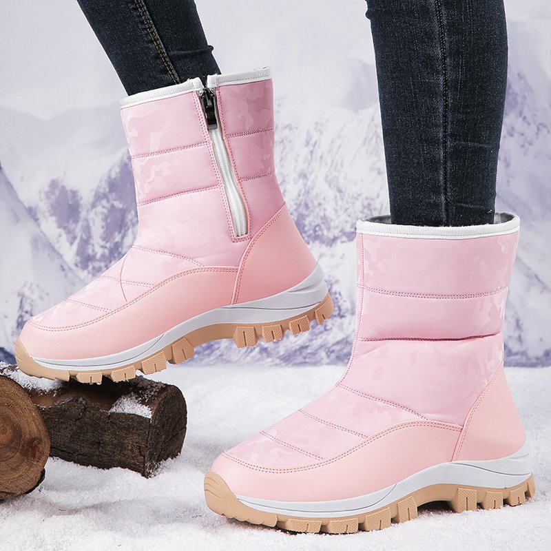 Custom New Round Toe Chunky Heel Winter Long Boots Shoes Classy Platform Lady Girls Winter Snow Botas Leather.