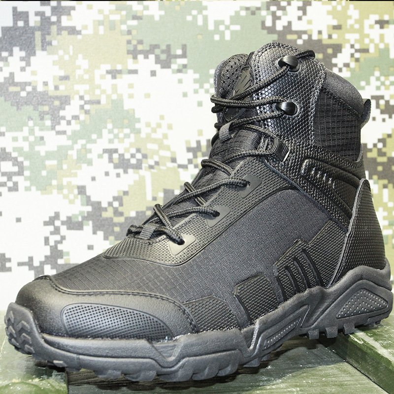Outdoor Mountaineering High Top Hiking Boots Non Slip Wear Resistant Lightweight Breathable Shoes for Men tactical boots black