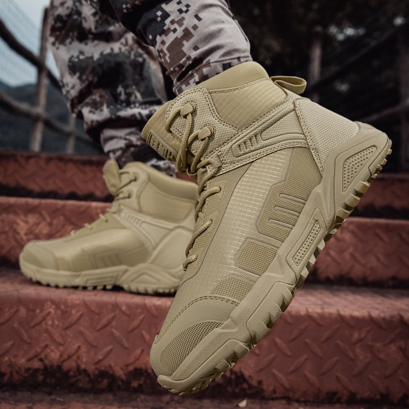 Outdoor Mountaineering High Top Hiking Boots Non Slip Wear Resistant Lightweight Breathable Shoes for Men tactical boots black