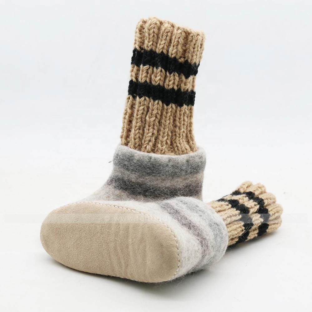 FSSI-012, Warm Indoor Felt Boot with Stocking, 100% Eco-friendly New Zealand Wool, Felted by Skilled Women Artisans of Nepal