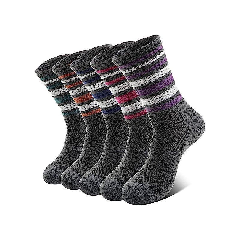 Wool Hiking Socks Women's Warm Winter Snow boots Work Cushion Socks Outdoor Mid-calf Striped Climbing Socks