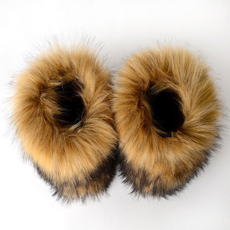 Women'S New Design Winter Plush Imitation Fox Raccoon Leather Boots Plush Warm Fashion Winter Fake Fur Snow Boots