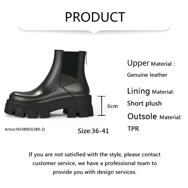 Winter chelsea boots motorcycle style back zipper chunky platform boots women's winter boots