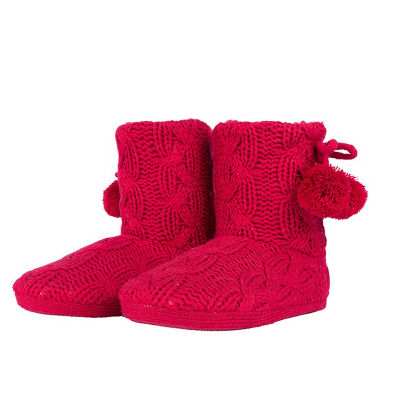 Wholesale Custom Female Warm Boots Women Crochet Knit Fleece Wool Snow Shoes Winter Booties