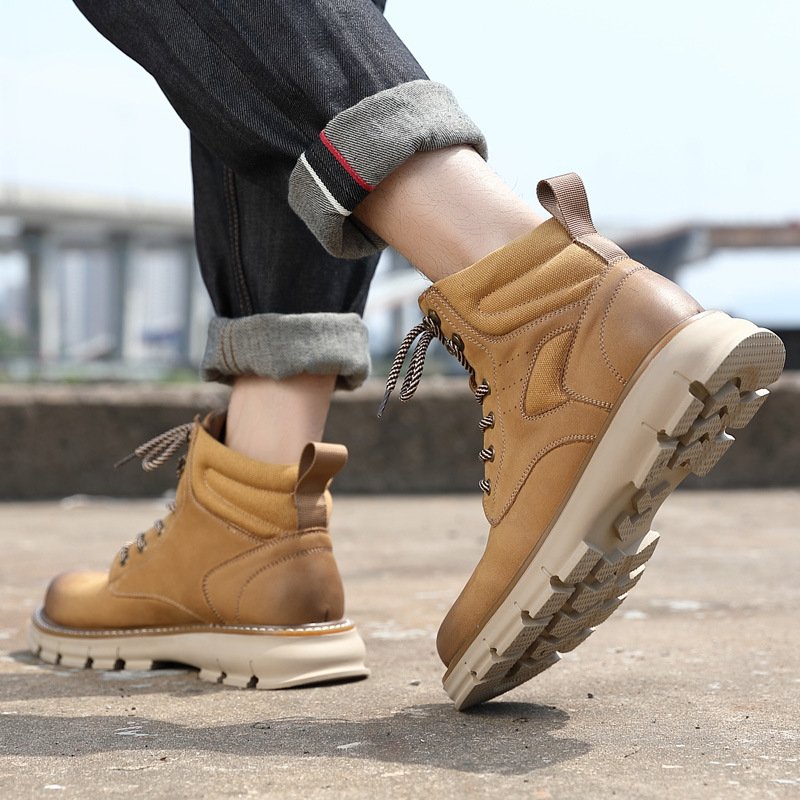 2024 New Outdoor Fashion Yellow Martin Boots Ankle combat Boots Men Rubber Casual Men's Desert Boots