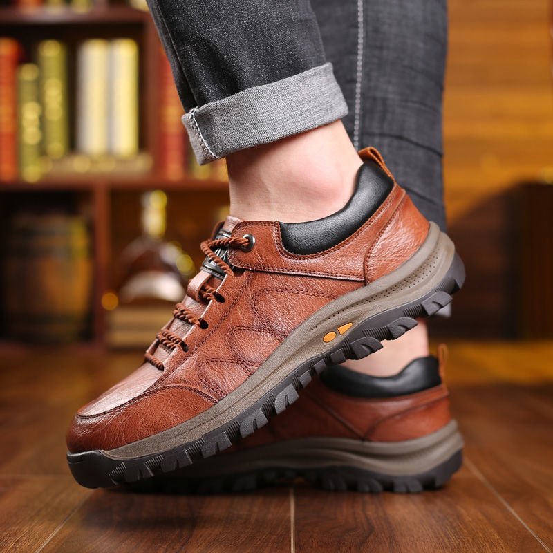 Leather upper Water Resistant Non Slip Soft fur Lined Mens Hiking Boots Winter Warm Snow Boots for men