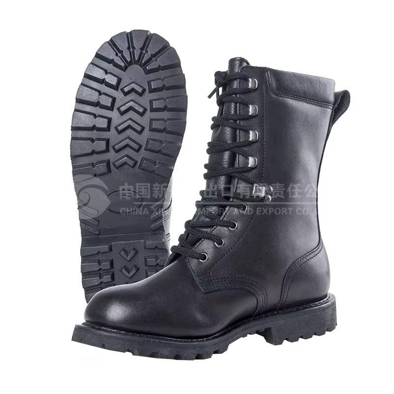 High Quality Genuine Leather Tactical Black Boots for Outdoor Activities and Training