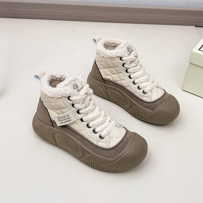 New Design Black Platform Ankle Boots Girls Shoes Outdoor Warm Winter New Lace-up Ankle Boots Wholesale Women's Ankle Boots Shoe