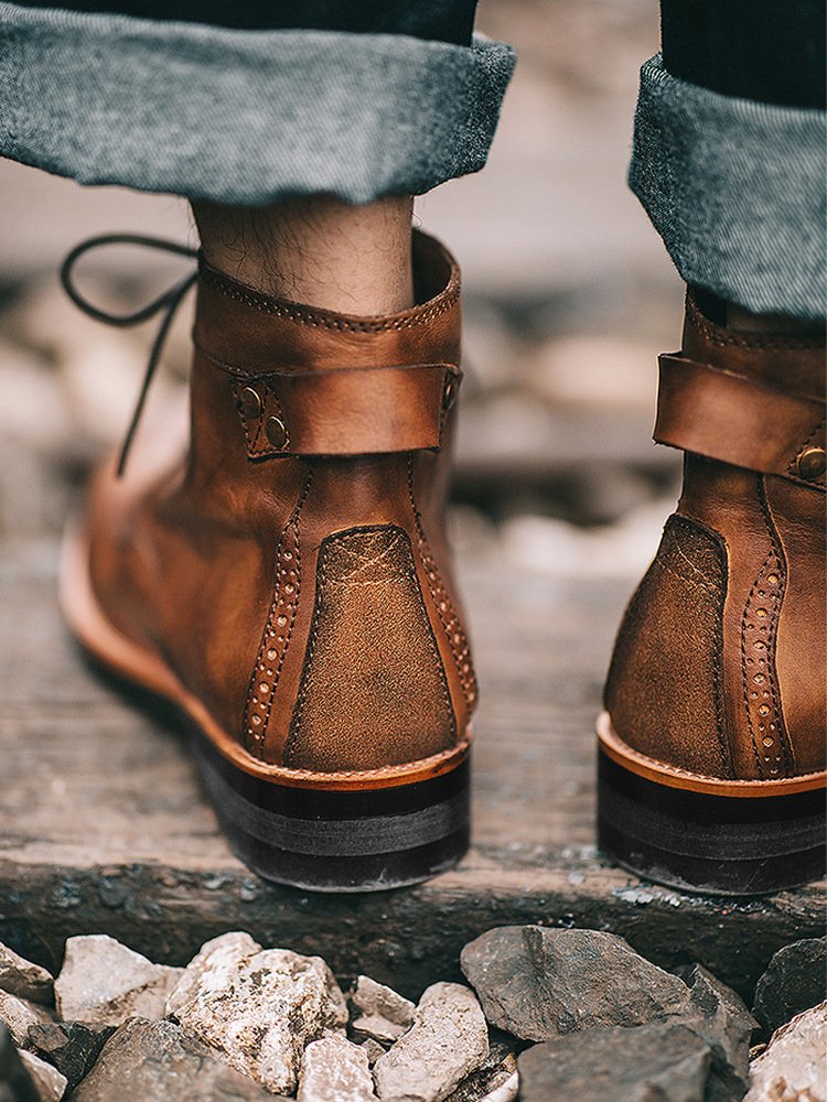 2024 Latest Designs Products Shoes Streetwear British Style Men Dress Boot Fashion Footwear PU Leather Men's Boots