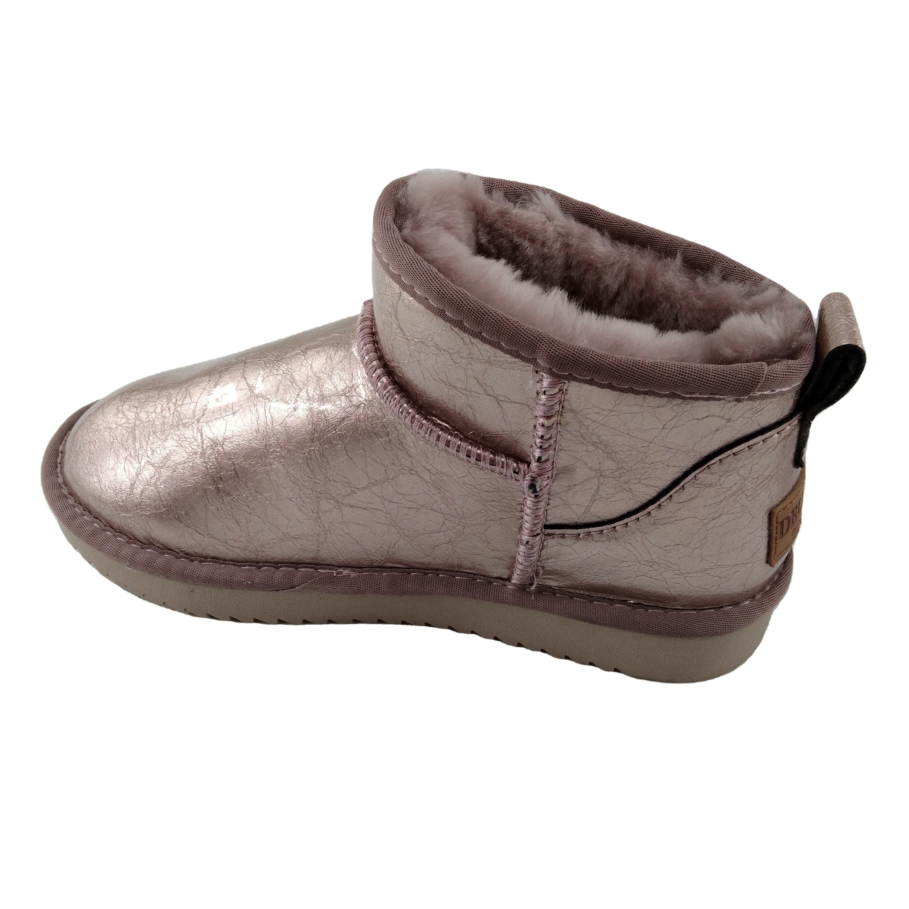 PU Leather Pink Waterproof Snow Boots Women Shoes New Arrival Customized Fashionable Walking Style Waterproof Carton Adult Plush