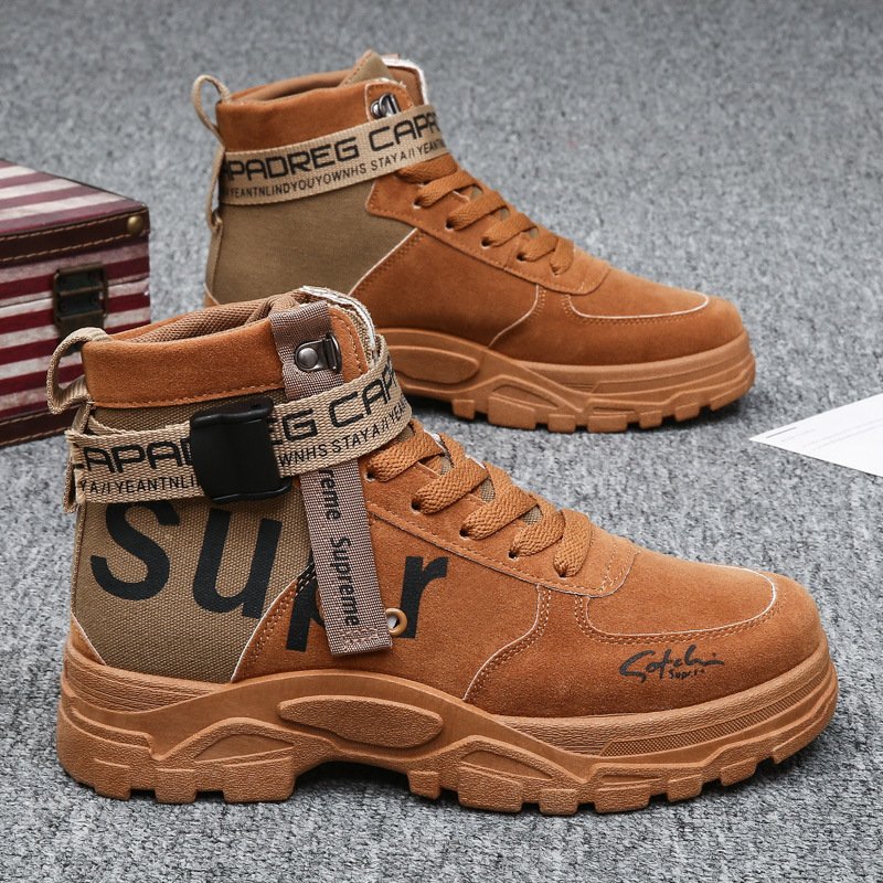 new fashion Autumn and winter men's boots British style and snow men's boots warm high-top cotton shoes tooling trendy