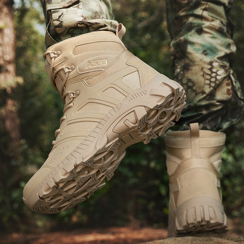 Men's Popular Waterproof Anti-Slip Climbing Shoes Comfortable Thick Desert Boots Summer Winter Outdoor Hiking Height Increasing