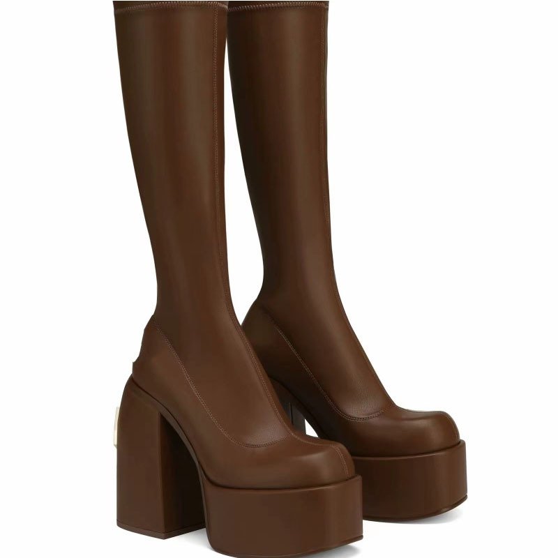 Custom Design Botas Para Mujer Chunky Heel Women Shoes Fashion Knee High Boots Over Knee Thigh High Think Sole Platform Boots PU