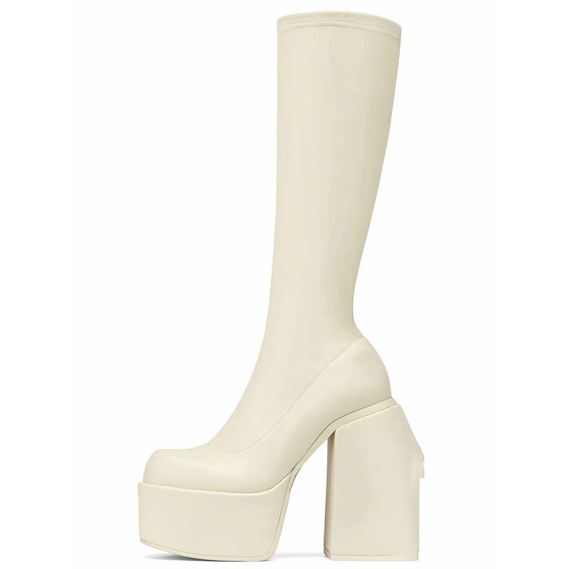 Custom Design Botas Para Mujer Chunky Heel Women Shoes Fashion Knee High Boots Over Knee Thigh High Think Sole Platform Boots PU