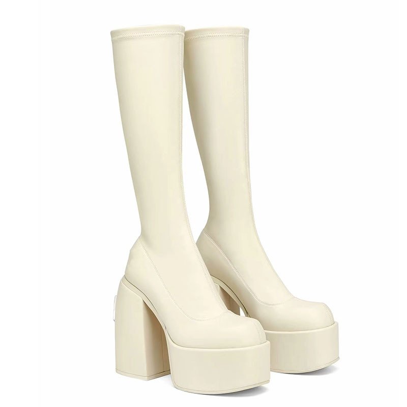 Custom Design Botas Para Mujer Chunky Heel Women Shoes Fashion Knee High Boots Over Knee Thigh High Think Sole Platform Boots PU