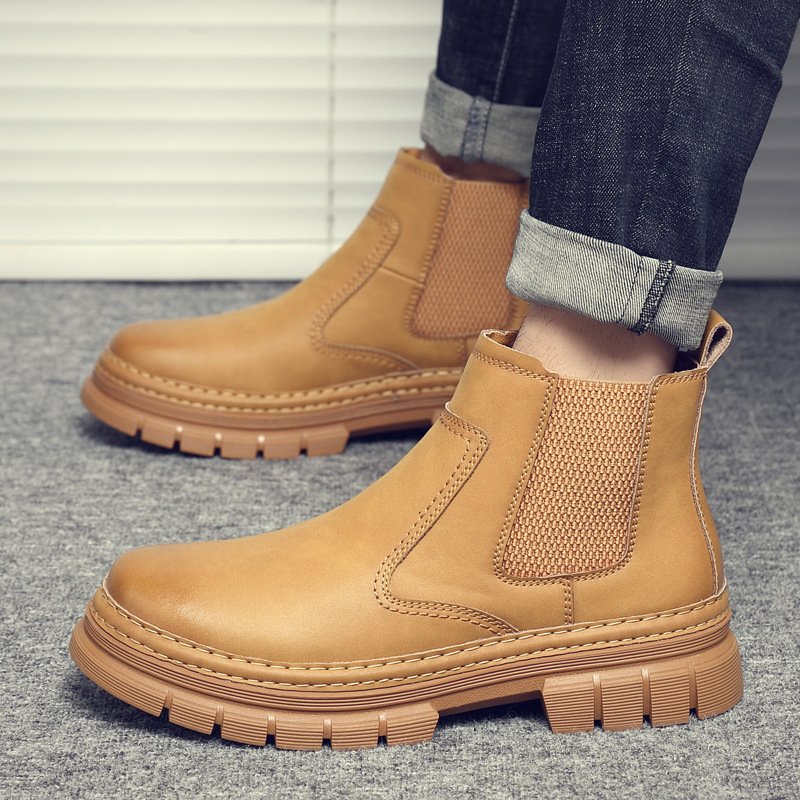 Dropshipping Custom Logo Genuine Leather Mens Chukka Boots High Quality Leisure Ankle Chelsea Boots for Men