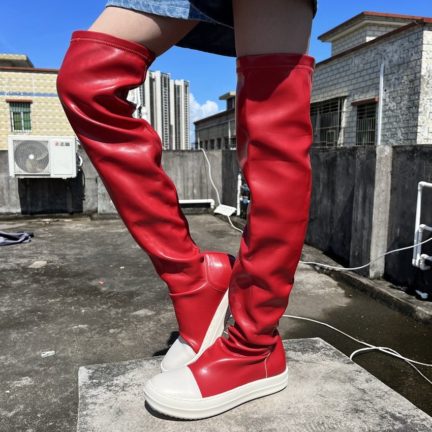 Red Sexy Little Girls Long Boot Cowgirls Soft Leather Wedge Heel Thigh High Girls Over Knee Boots for Kids Children