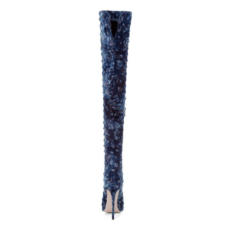 WA139 fancy thigh high woman shoes canvas long women boots new arrivals 2019