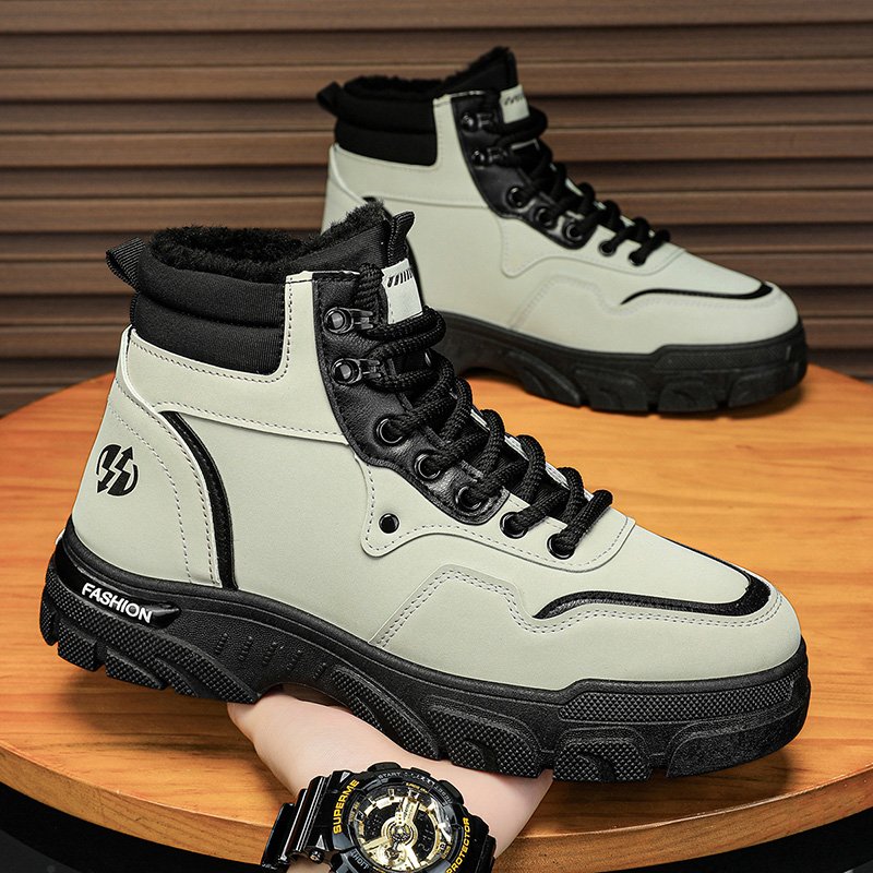 Autumn New Breathable British Work Boots Men's English Platform Walking Booties