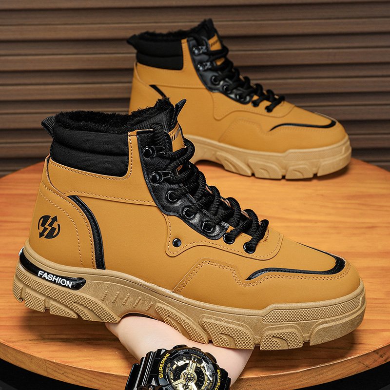 Autumn New Breathable British Work Boots Men's English Platform Walking Booties