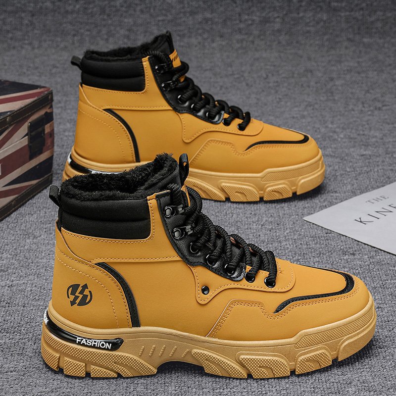 Autumn New Breathable British Work Boots Men's English Platform Walking Booties