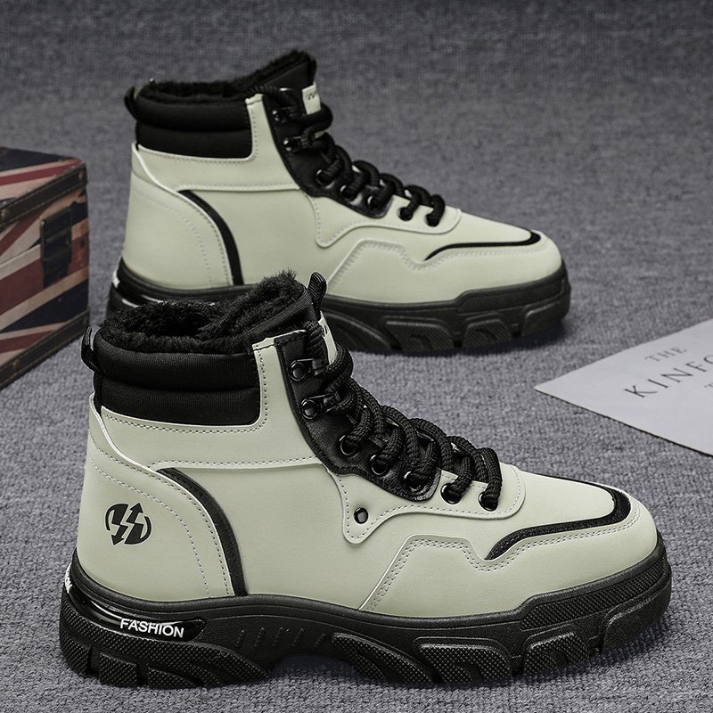 Autumn New Breathable British Work Boots Men's English Platform Walking Booties