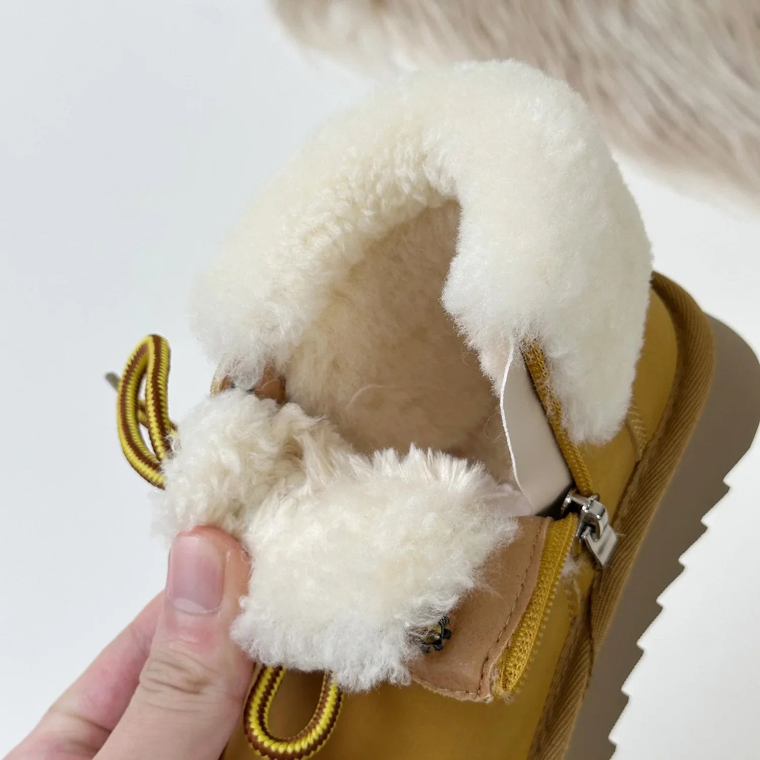 Winter Children's Boys Girls Genuine Leather Round-Toe Thick Sole Wool Ankle Boots Kids Toddler Plush Warm Motorcycle Boots