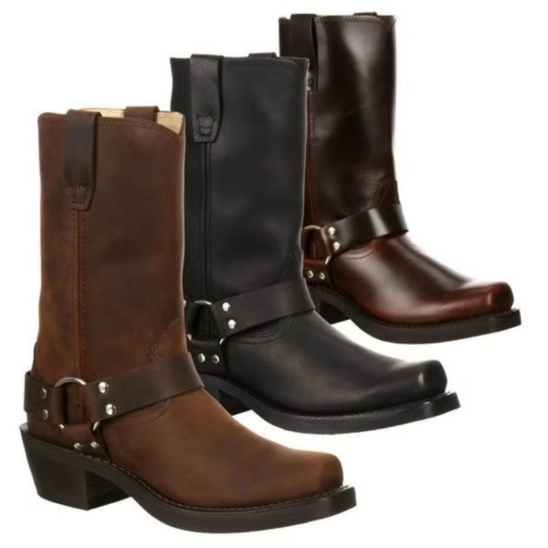 Foreign trade new European and American retro men's boots riveted Western cowboy men's shoes 38-48 large size