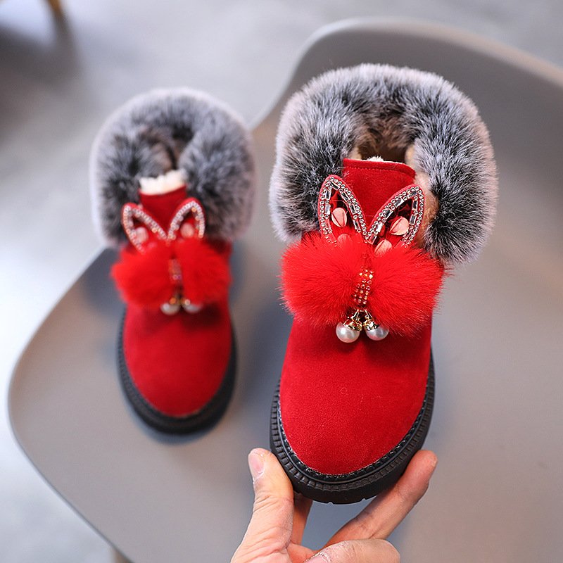 2021 New Arrival High Quality Cute Rabbit Plush Warm Winter Casual Children Snow Boots for Girls