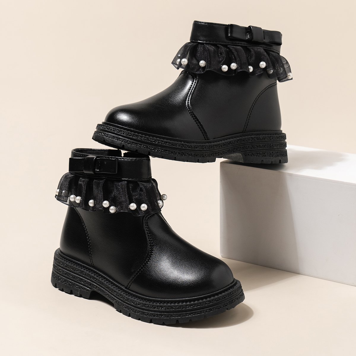 New children short single boot girl boots fashionable princess shoes plus Senior cashmere low-leg leather boots