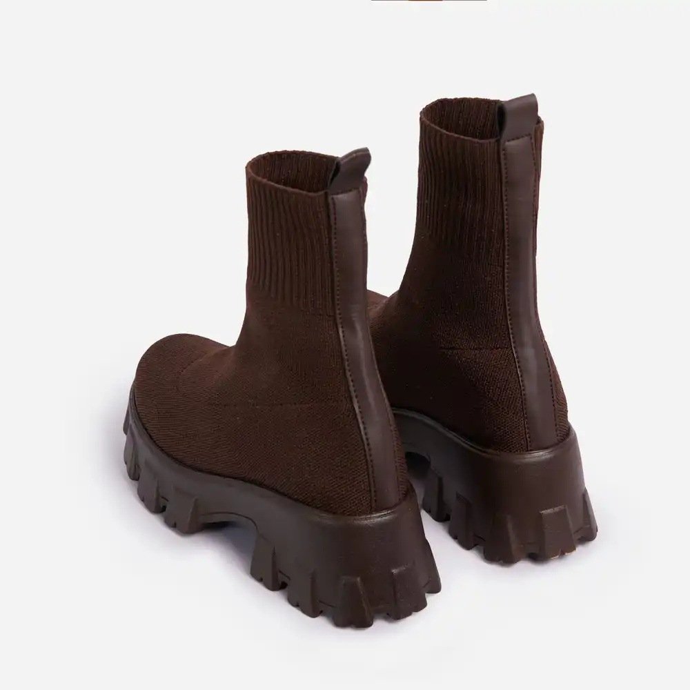 2022 New Arrival Women Knit Socks Boot Lady Thick Heel Flats Platform Shoes Round Toes Europe Plus Size Casual Shoes Boot